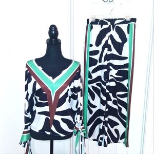 Chic Zebra Print Top and Skirt Set